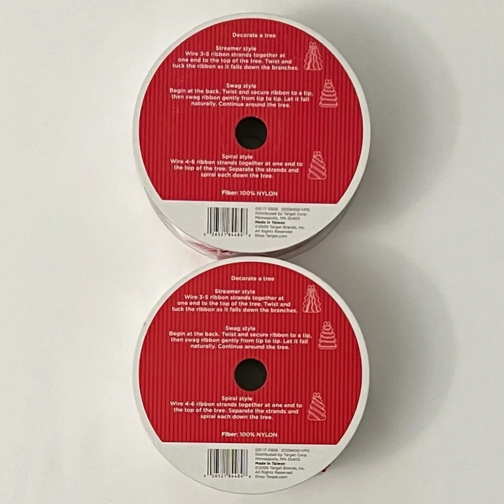 3/$30 Target 2 Inch Holiday Ribbon 100 Feet 2 Roll Bundle Christmas Tree Wreath